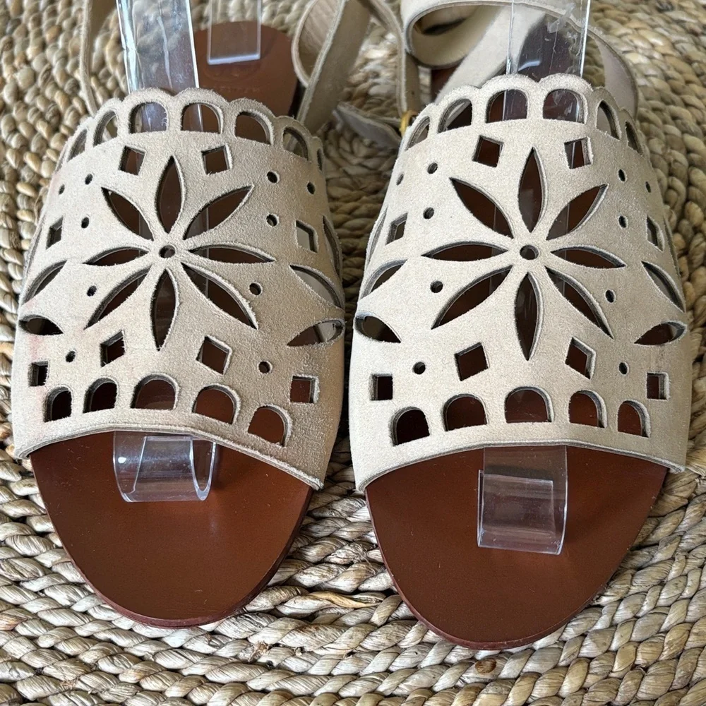 Tory Burch May Laser Cut Flat Sandals 7.5